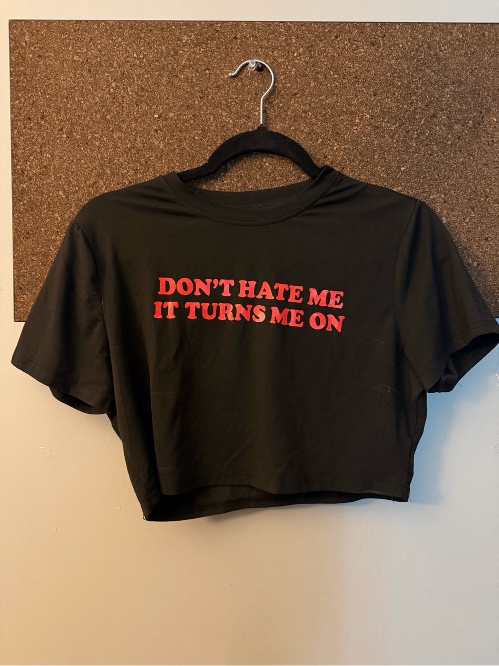 Black Crop Top ‘Don’t hate me it turns me on’